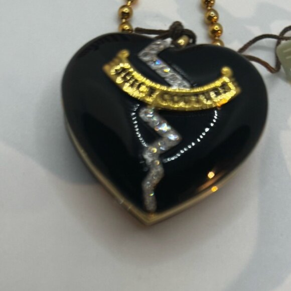 Juicy Couture NEW Vintage Y2K Enamel Heart Crystal Lip Gloss Pendant Necklace L - Picture 8 of 16
